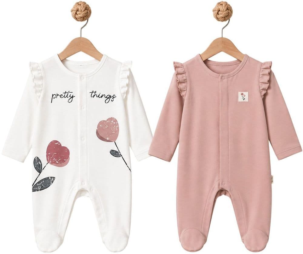 Боди BabyCosy «Pretty Things» (2 шт., кремовый + пудровый)